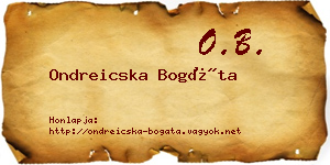 Ondreicska Bogáta névjegykártya